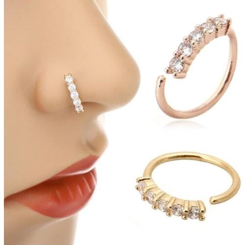 1PC Round Zircon Bendable Gem Ring Bendable Seamless Nose Ring Cubic Zircon Crystal Ear Tragus Cartilage Earring Piercing