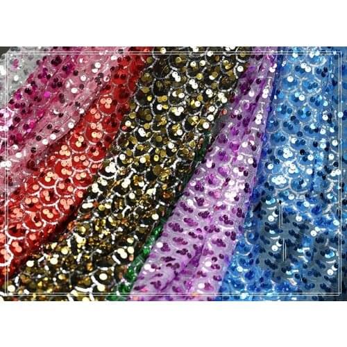 1Y/Lot 6mm high qualtiy fish scale sequin fabric for Wedding lace dress decoration 100% Polyester afbrican fabric