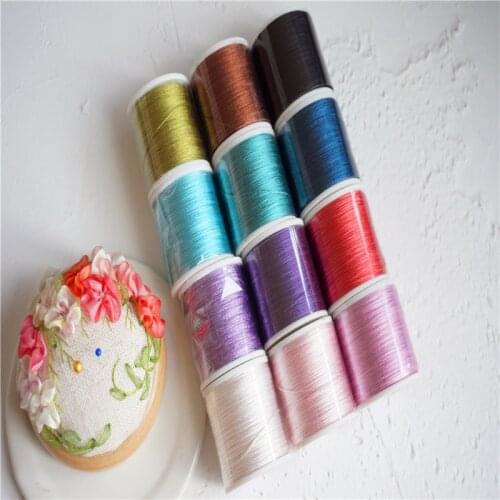 1000DX50Mts/Roll Anya 100% silk embroidery thread solid colors very thin embroidery ribbon thread