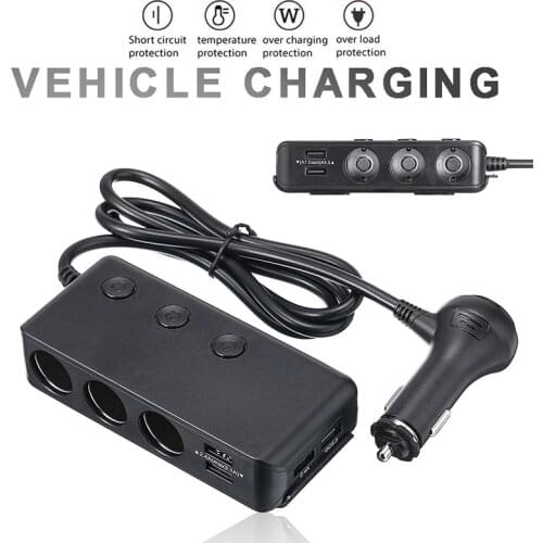 12V Car Socket Fast Charge Car Charger Splitter Cigarette Lighter USB Auto Quick Phone Charging Power Adapter Phone Accessories
