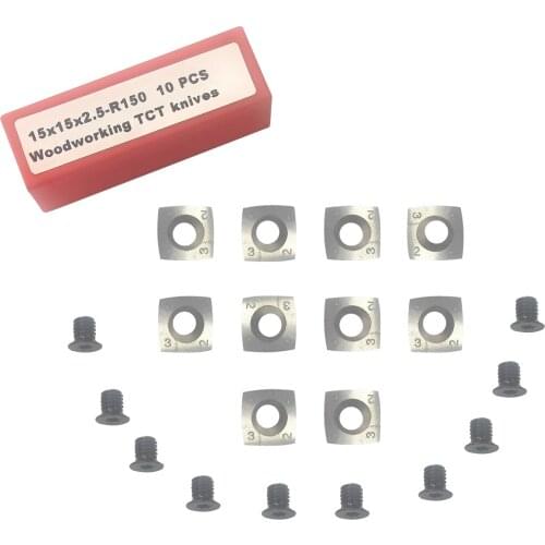 15mm Square Tungsten Carbide Replacement Cutter Inserts for Woodworking Spiral Helical Planer Head and Lathe Turning Tools 10pcs