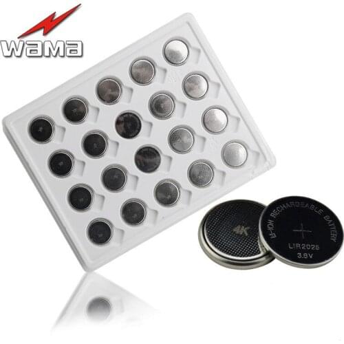 20pcs/pack LIR2025 3.6V Lithium-ion Button Cell Rechargeable Battery Coin Batteries 2025 For Car Remote Key