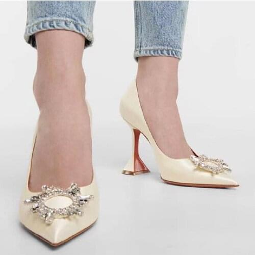 2021 Brand Sun Flower Rhinestone Women Pumps Designer Pointed Toe High Heels Shoes Sandals Lady Party Wedding Pump Shoes