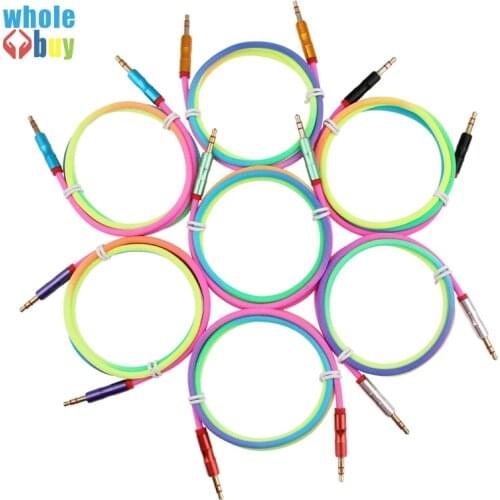 300pcs Jack 3.5 Audio Cable 3.5mm Speaker Line Rainbow Bamboo Copper Shell Aux Cable for IPhone Samsung S8 Car Headphone Xiaomi