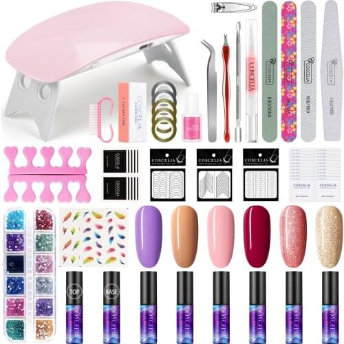 5ml Polish Gel Nail Kit with 6W LED UV Nail Lamp Nail Base Top Coat Manicure Tools Set Gilttle Decoration Varnish Gel Nail Art