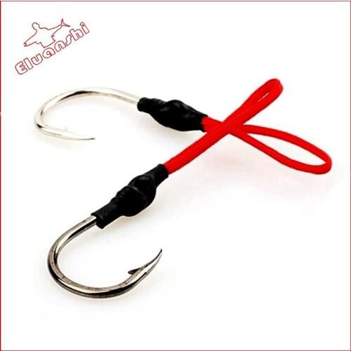 5pcs big High Carbon Steel Alloy fishing line tool hook for sea japan jig size 10 to 50 Red rope peche squid