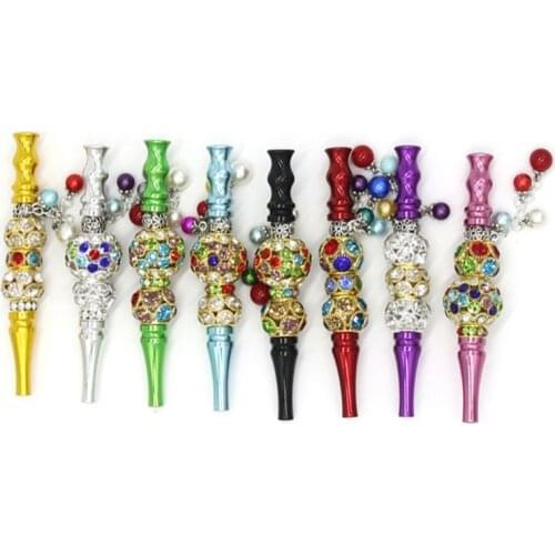 Diamond Shisha Mouth Tips Luxury Rhinestone Hookah Nozzle with Pendant Removable Mouthpiece for Narguile Cigarette Weed Holder