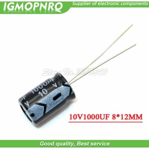 50PCS 10V1000UF 8*12mm 1000UF 10V 8*12 Aluminum electrolytic capacitor