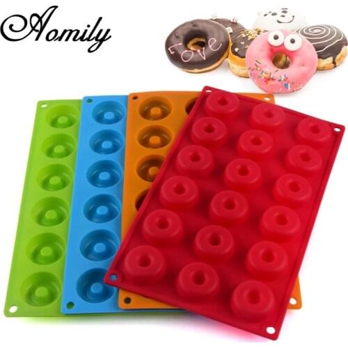 Aomily 18 Holes Donut Mold Dessert Tool Fondant Mold DIY Tool Desserts Sweet Food Bakery Baking Cookie Cake Mould Easy To Clean