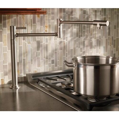 Free ship Solid Brass Pot Filler Tap deck Mount Kitchen Faucet Single Cold Single Hole Tap brushed nickel