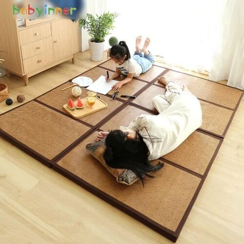 Babyinner 4.5cm Thick Baby Play Mats Tatami Rattan Floor Mat Non-slip Puzzle Interlocking Carpets Kids Rugs Sleeping Summer Pad