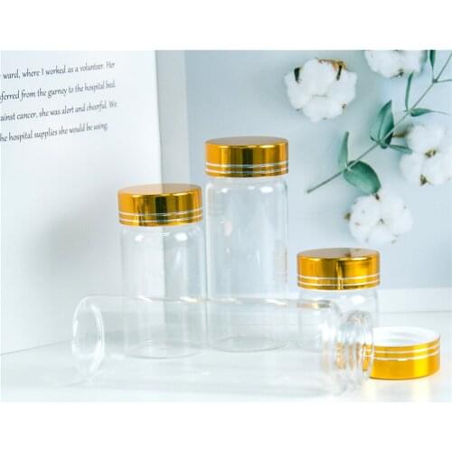 6Pcs Hyaline Glass Bottles Empty 20ml 50ml 65ml 90ml Process Tank Golden Tangent of Spiral Plastic Cover Fashion Design Vials