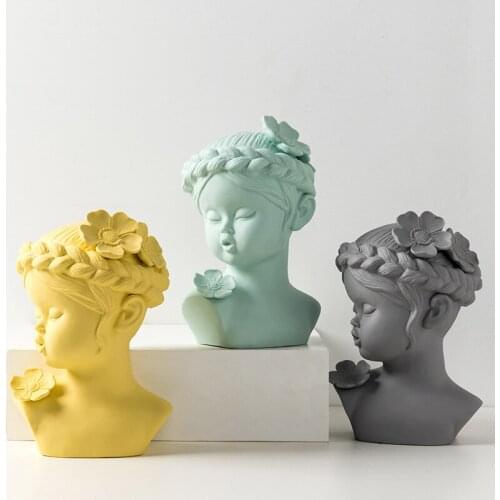 Nordic style creative lovely sculpture decoration home decoration ceramic arts and crafts figure decoration