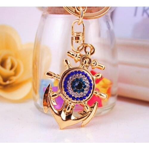 XDPQQ Creative Crystal Anchor Keychain Colorful Rhinestone Bag Key Ring Car Metal Pendant Small Gift Accessories
