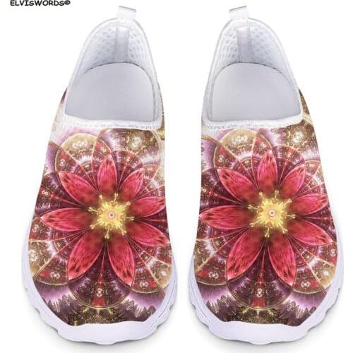 ELVISWORDS Womens Flats Shoes 3D Art Flower Printing Spring Summer Women Comfortable Mesh Sneakers for Teen Girls Loafers Shoes