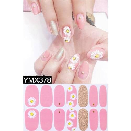Lamemoria14 Tips/sheet Nail Stickers New Stock Hot Sale Fragments Shiny Chrysanthemum Nail Stickers Waterproof Nail Stickers