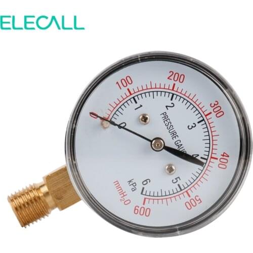 ELECALL YE-60 Air Diaphragm Pressure Gauge 0~6KPA Phosphor Bronze Film Box Pressure Gauge Positive Pressure Meter