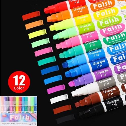 Erasable Chalk Marker 8mm Thick Pens Tip 12 Color Set LED Writing Board Blackboard Marker Pen Suitable for Glass Metal Painting