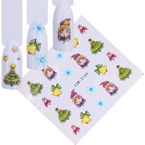 YWZLE 1 Sheet Water Nail Sticker Christmas Design Temporary Tattoos Elk/Snow Flowers/Owl Pattern Transfer Beauty Nail Art