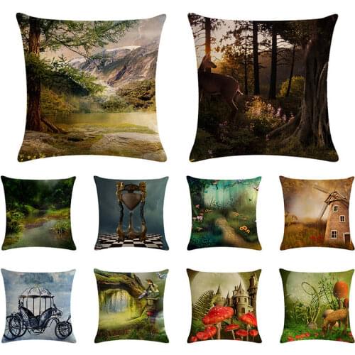 Dreams Forest Animal Magical Moon Night Wonderland Emerald Forest Castle Dance Good Cushion Cover Pillow Case 1470