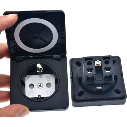 Germany Waterproof Industrial Socket AC Power Socket AU Concealed Plug Electrical Waterproof Cover Power Connector Safety Socket