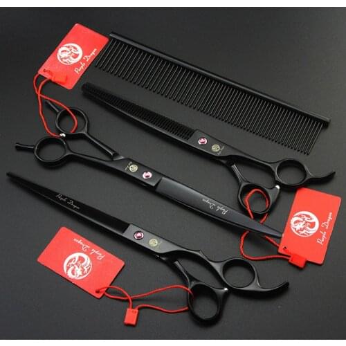 3Pcs/Set 8" Pet Scissors For Dog Grooming Scissors Set Hair Cutting Tools Kit Straight Curved Thinning Shears Clippers For Dogs
