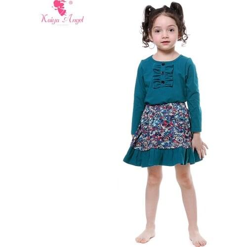 Kaiya Angel Girls Clothes 2017 Spring Girls Clothing Sets Top Shirt Skirt 2 Pcs Set Floral Print Outfits Clothing Sets