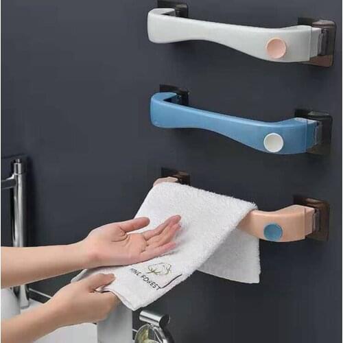 Plastic Self-adhesive Towel Rack Wall-mounted Bathroom Shelf Pendant Toilet Paper Holder Hotel Home Kitchen Storage Supplies
