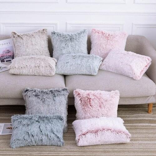 Plush Cushion Cover Pillowcase Solid Color Pillow Case Decor Sofa Throw Pillows Room Cover Throw Cushion Decor