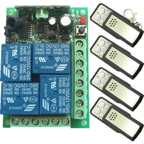 DC 12V 4CH Receiver & Transmitter wireless remote control switch motor tail plate intelligent digital remote control metal push