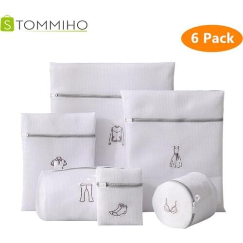 STOMMIHO 6Pcs/set Mesh Laundry Bags Washing Machine Bag For Laundry Underwear Bra Socks Delicate Clothes Dirty Clothes Organizer