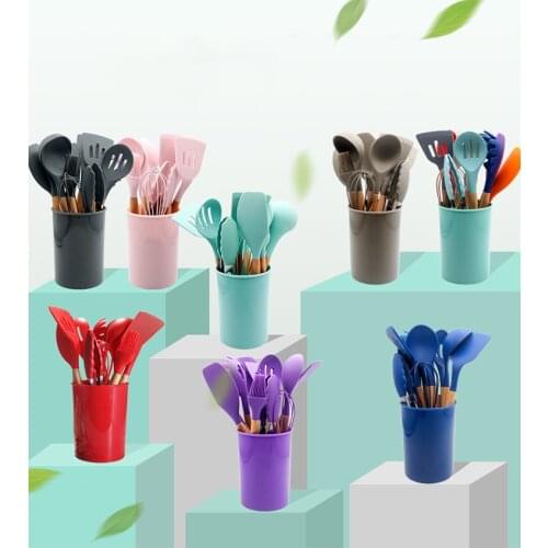 Silicone Cooking Tools Kitchen Utensils Set Heat Resistant Kitchen Non-Stick Cooking Utensils With Storage Box