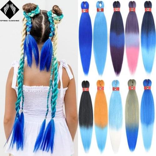 Easy Braiding Hair 26 inch long Jumbo Yaki Straight Crochet Synthetic Ombre Hair Extensions Low temperature Fiber for child