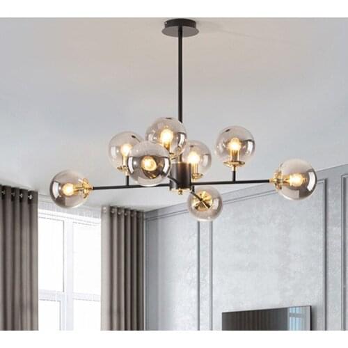 Modern Nordic LED Chandelier For Living Room Dining Kitchen White Glass Lamp Villa Hall Decor Ceiling Hanging Light Home Fixture