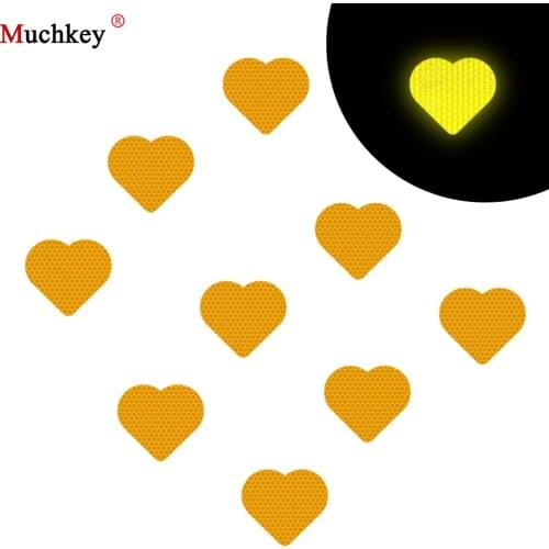 10Pcs love heart shape Reflective Strips Car Self Adhesive Reflector Stickers Motorcycle Bicycle Funny Decoration Decals