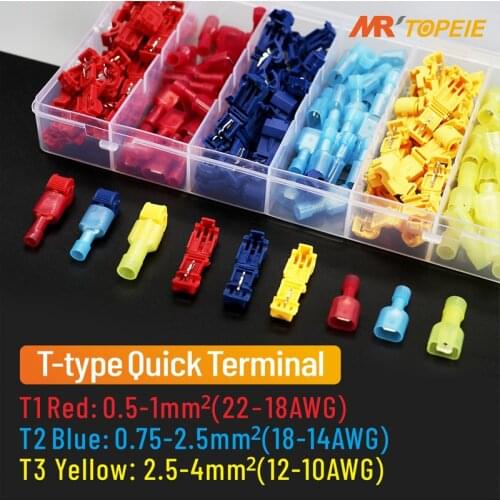 T-type Plug Line Connector, 300Pcs(150Sets)Self-peeling Quick Cable Terminal, Pressure Wiring Waterproof Electric Connectors