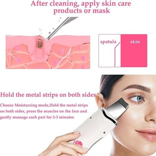 Ultrasonic Skin Scrubber Vibration Face Spatula Blackhead Remover Scrubber Shovel Facial Cleaner Peeling Facial Exfoliation