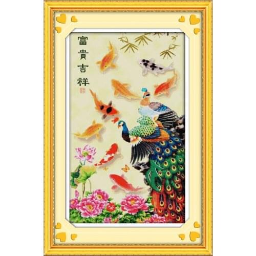 Everlasting Love Wealth And Good Fortune Chinese Cross Stitch Kits Ecological Cotton Stamped DIY New Year Decorations For Home