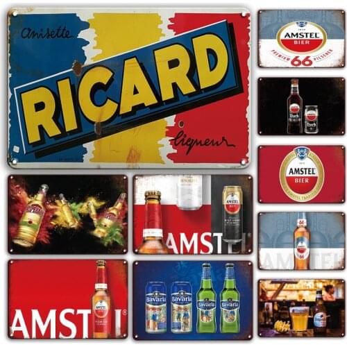 Vintage Ricard Metal Plaque Sign Basement Tiki Bar Interior Decor Retro Beer Brand Tin Poster Sign Paintings Wall decoration New