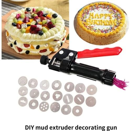 High Quality Stainless Steel Sugar Paste Extruder Craft Gun with 20 Tips Craft Fondant Cake Sculpture Polymer Clay Tools