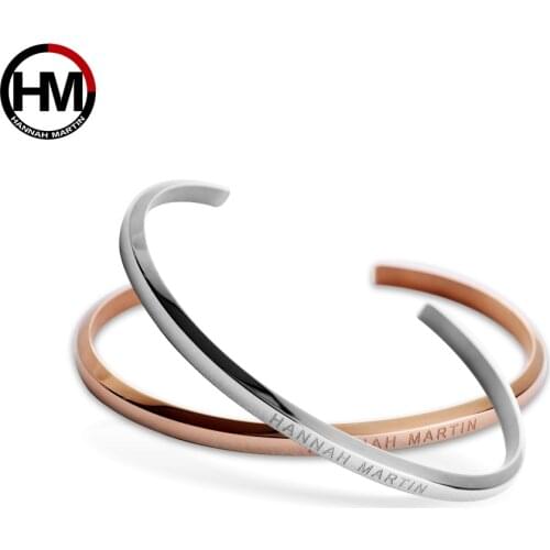 High End Quality Popular Engraved logo Titamnium Steel Best Match With Watch Rose Gold Bracelet for Women