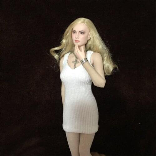 1/6 Scale Female Clothes White Skirt Dress Package Hip Vest Clothes for 12'' Largest Bust Woman Action Figures Body