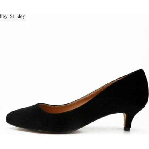 2021 new products womens shoes hot sale single shoes suede high quality fashion casual 5CM stiletto high heels large size 5-17