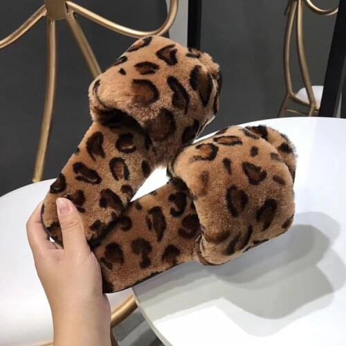 2021 Women Natural Fur Slippers Winter Shoes Big Size Home Slippers Real Wool Indoor Slipper Warm Casual Shoes for Bedroom