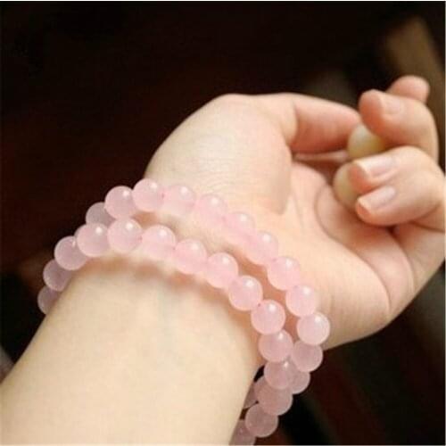 Pink crystal bracelet female natural crystal crystal bracelets 8mm female version sweet single ring bracelet