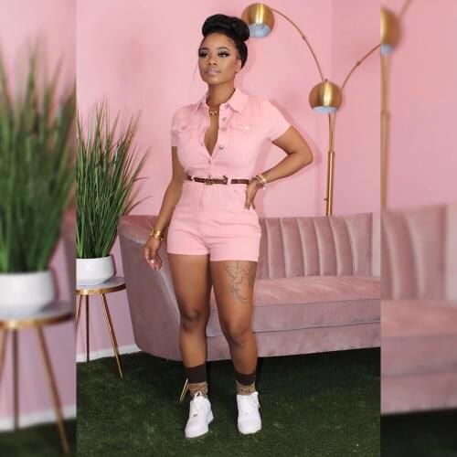 KALENMOS Skinny Sexy Playsuit for Women Lapel Summer 2020 Casual Jean Short Jumpsuit Vestidos Elegant Bodysuit Womens Overalls