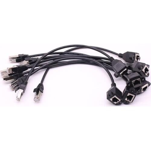 10pc/lot Network Extension Cable RJ45 RJ-45 Cat5 100M male to female Ethernet Screw Panel Mount Ethernet LAN cable 1ft 30cm 60cm