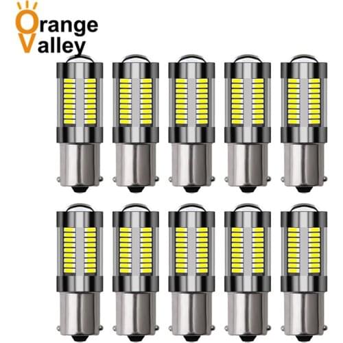 10PCS Super Bright 1156 BA15S P21W 1157 BAY15D 66 SMD 4014 LED Car Auto Indicator Turn Side Light Parking Bulb Lamp