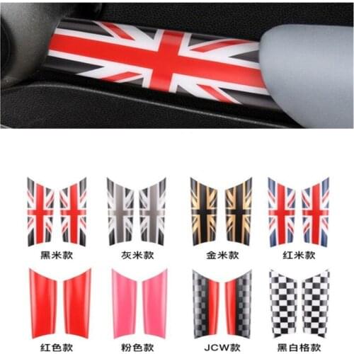 2pcs Union Jack Car Interior Door Handle Knob Cover Trim for Mini Cooper JCW R55 Clubman R56 R57 R58 R59 Car Styling Accessories