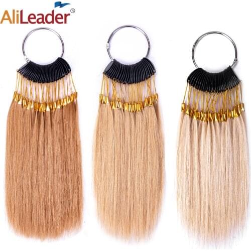 Alileader 30Pcs/Set Human Hair Color Rings 20Cm Testing Color Sample Chart Swatches For Hair Extension Salon Hair Dyeing Sample